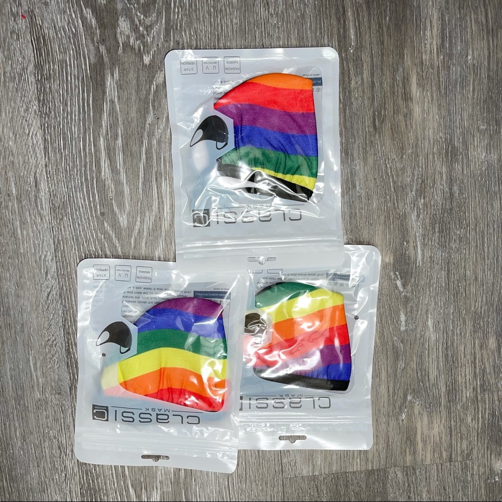 Face Mask , non medical, rainbow, fits smaller, 3/$12
